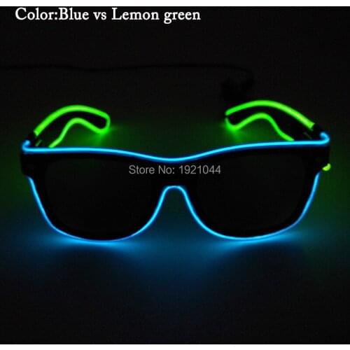 High-grade 50pcs Double color Freestyle Blinking illuminated LED EL Wire Light Up Party Glasses Glow Party favors