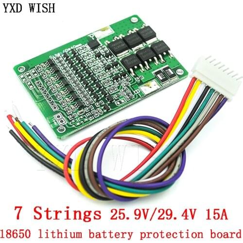 BMS 7S 24V 15A Li-ion Lithium 18650 Battery Protection Balance Board Short Circuit Overcharge Overcurrent Protection Module