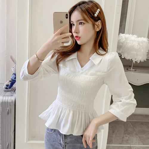 Blouse Women Long Sleeve Chiffon Fall V-neck Top Skirt Blusas Mujer De Moda