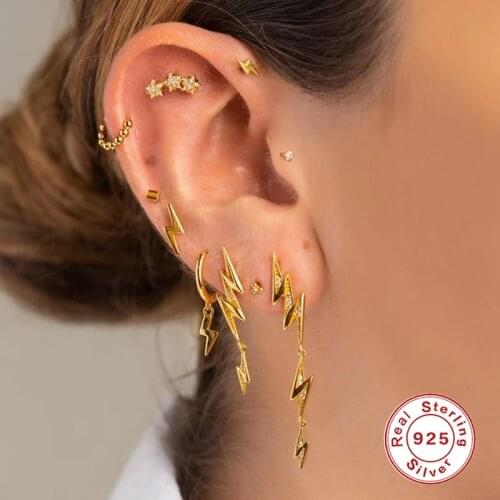 BOAKO Woman Jewelry Earrings Silver 925 Lightning Zircon Pendientes Plata 925 Earing Girls Jewelry Brincos Серьги Kolczyki