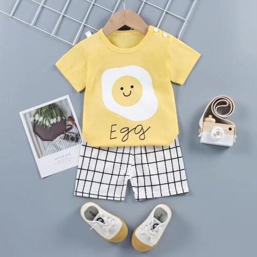 ZWF963 Kids Clothes Toddler Boys Cartoon Outfits Baby Girls Summer Tees Suits 3-14 Years Children Clothing T-shirt + Shorts