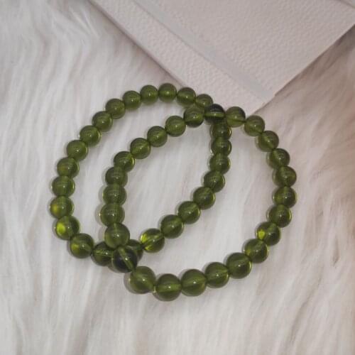 1pcs 8mm Green GEM MOLDAVITE Meteorite Impact Glass Czech bracelet drop shipping
