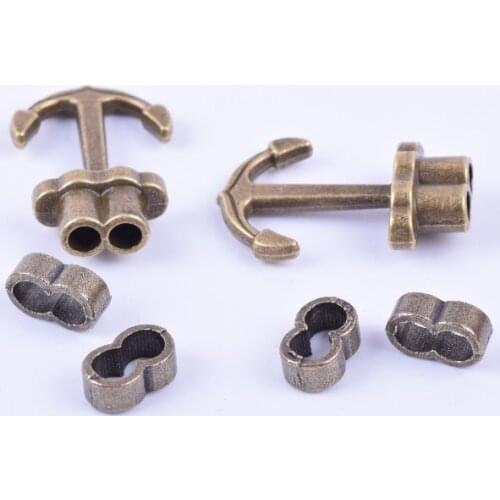 KONMAY 10 Sets Antique Brass 3.8mm Double Holes AnchorJewelry Hook Clasps for Wrapping Bracelet --CLP1279