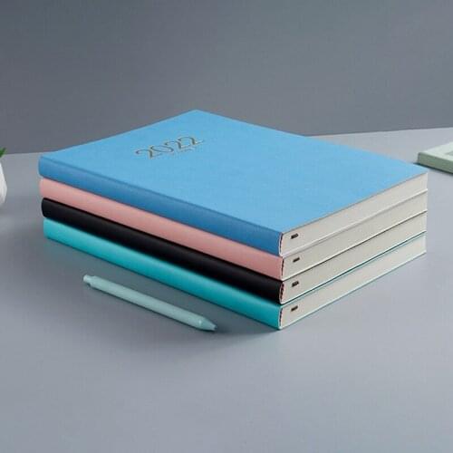 2022 B5 English Agenda A4 Thickened Daily Plan Notepad-B5 Black Thickened English Agenda 4 Colors New Planner Reminder Timetable