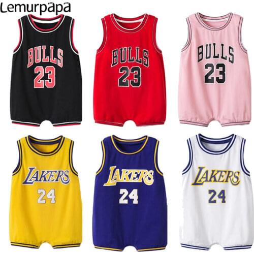 2021 Infant Baby Romper Onesie Boy Girls Clothes Summer Basketball Blue Garcon N. 24 Soccer Costume Outfit Sport Baby Rompers