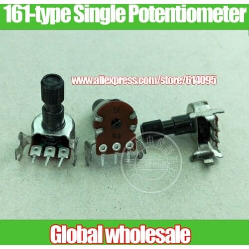 6pcs 161-type Horizontal Single Potentiometer A1K / Shank Length 21MM / Knurling Shaft 8MM