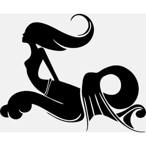 Car Stickers Funny PC Decal Story Mermaid Ocean Inscription Car Decoration Stickers Creative Waterproof Black/white, 19cm*15cm