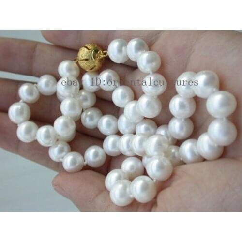 FREE shipping Wonderful AAA 8-9mm White Cultured Necklace
