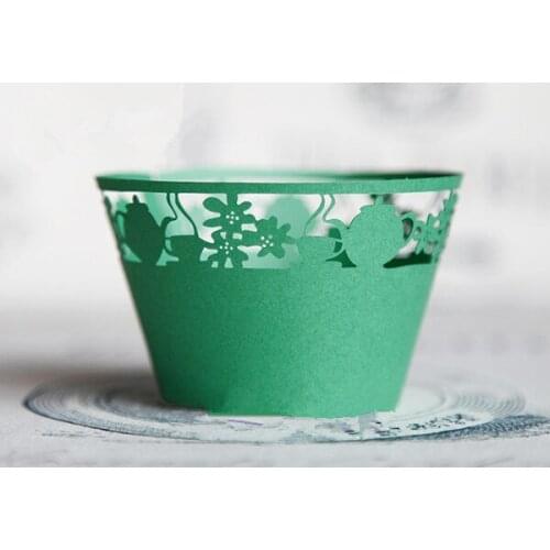 Free Shipping green afternoon tea lace cupcake wrapper paper muffin cake cup cups liners wedding wrappers decorating supplies