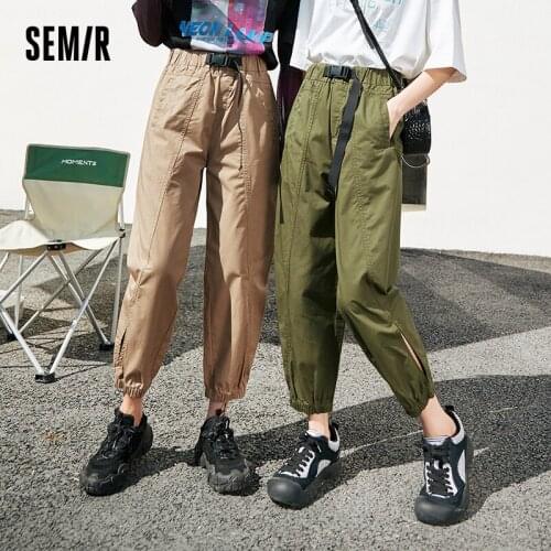 SEMIR Casual Trousers Women Loose Fashion Trend Tooling Pants 2021 Summer New Cotton Solid Trousers For Woman