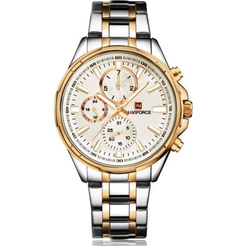 Chronograph clock men quartz watch NAVIFORCE luxury sport watches gold steel watch waterproof calender wristwatches reloj hombre