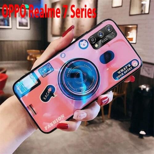 Retro 3D Camera Case for Realme 7 X7 Pro V3 V5 for Girl Luxury Silicon Back Cover Coque with Holder for OPPO Realme X7 Pro House