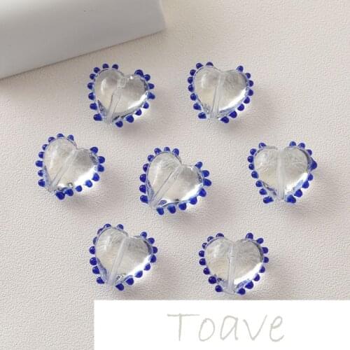 Colored glaze transparent blue polka dot lace side straight hole diy beaded retro necklace bracelet earring accessories