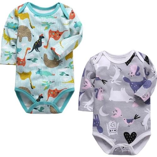 Baby bodysuit newborn boys girls clothing long sleeve 3 6 9 12 18 24 months toddler infant child kids clothes 2Piece/lot