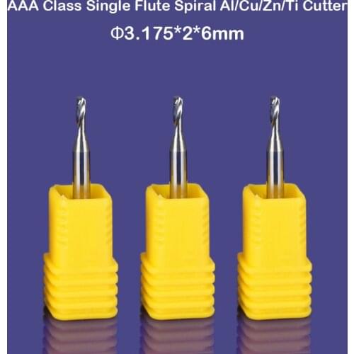 3PCS 3.175*2*6mm Single Flute Milling cutter for Aluminum CNC Tools End mill Router bits,aluminum composite panels