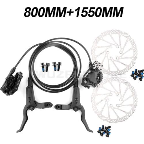 Mountain Bike Hydraulic Brake Set 800mm 1550mm Front Rear Brakes 160mm Rotors Resin Cooling Oil Disc for Shimano MT200