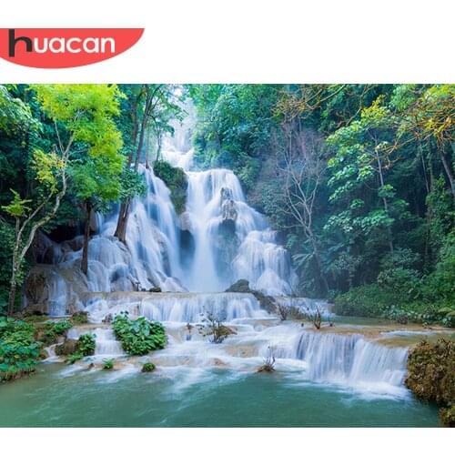 HUACAN 5d Diamond Painting Landscape Nature Full Square/Round Diamond Embroidery Mosaic Waterfall Wall Art Decor