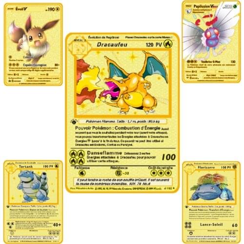 Pokemons Toy Pv French Non Repeat Gold Card Shining Hp English Cards Game Battle Carte Trading Children Pokemon Card Toys