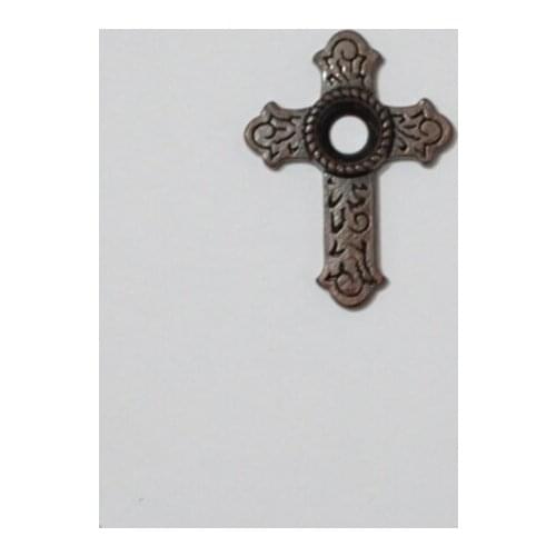 KB801) Wholesale ! 50pc Western Cross Bezel Concho Saddlery Concho Antique-red-bronze