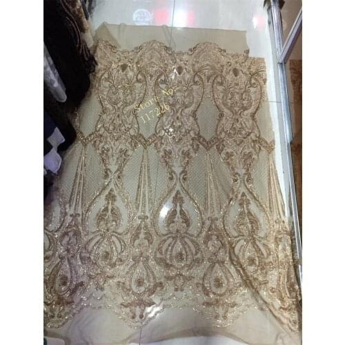 Hot selling high quality african sequins lace fabric for party french net lace fabric with sequins