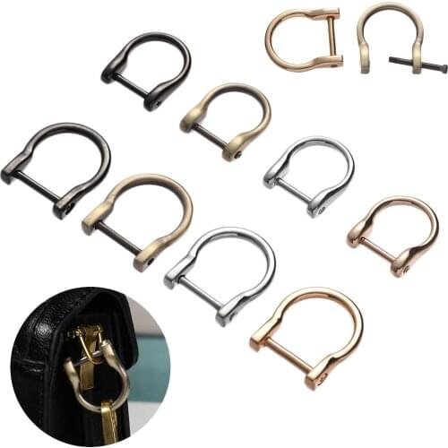 1.4/1.9cm D Ring Metal Open Screw Buckle Detachable Shackle Clasp Leather Craft Bag Strap Belt Handle Shoulder Webbing Buckle