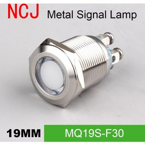 NCJ 19mm Metal LED Signal lamp Indicator pilot Warning light Signalization boat car panel dashboard 3V 6V 12V 24V 110V 220V