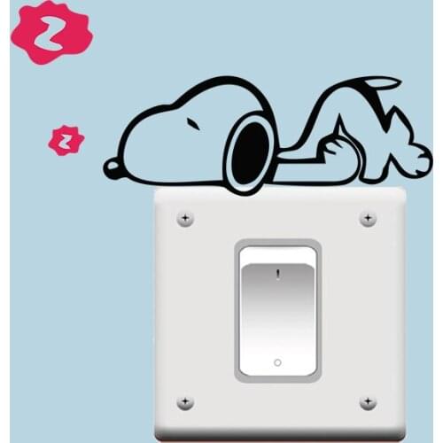 Cute Sleeping Dog hello animal Switch Stickers Wall Stickers Decals Home Decoration Bedroom Living Room Parlor Decoration