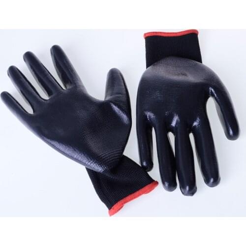 Men Oil-proof 13-pin Nylon Knitting Working Gloves Wear-resistant Cut-proof Industrial Nitrile Dipped Labor Protection Glove A84