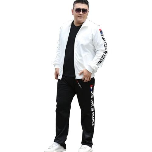 2020 Autumn mens Tracksuit suit plus size 9XL fashion printing loose casual Zipper Coat+Pants 2 Piece Jogger Sportswear Set