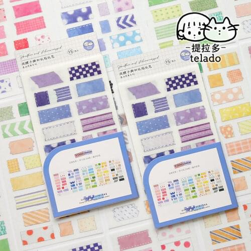 15 Sheets Hand to Tear Tape Grids Stickers For Scrapbooking DIY Journal Cell Phone Cartoon Decorative Material Paper Handmade