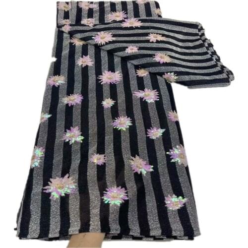 Nigerian African Lace Fabric 2021 High Quality Flowers French silk Lace Fabric 5 Yards for Wedding Party Dress JY-110