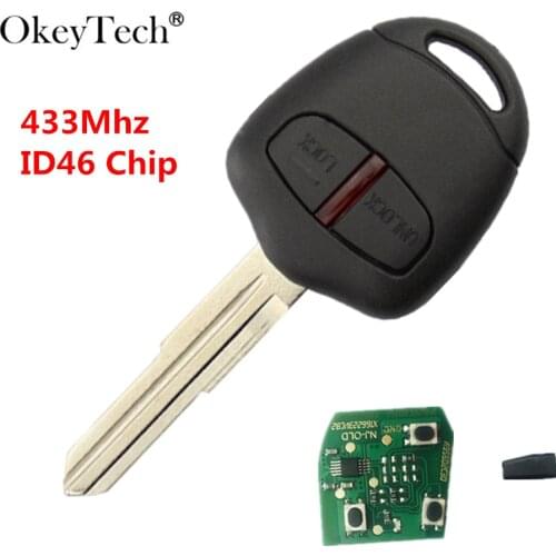 Okeytech 2 Buttons 433Mhz ID46 Chip Car Remote Key For Mitsubishi Outlander Pajero Triton ASX Lancer MIT8 Remote Control