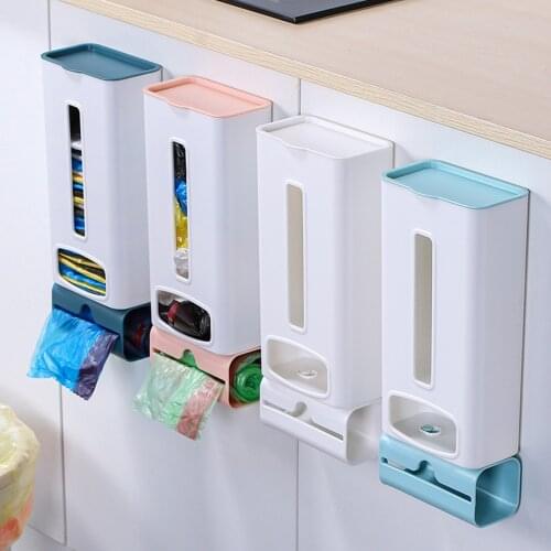 Plastic Garbag Bag Holder Stand Rubbish Trash Bag Basket Wall Mounted Hanging Storage Box Organizer Rack Kitchen Accessories