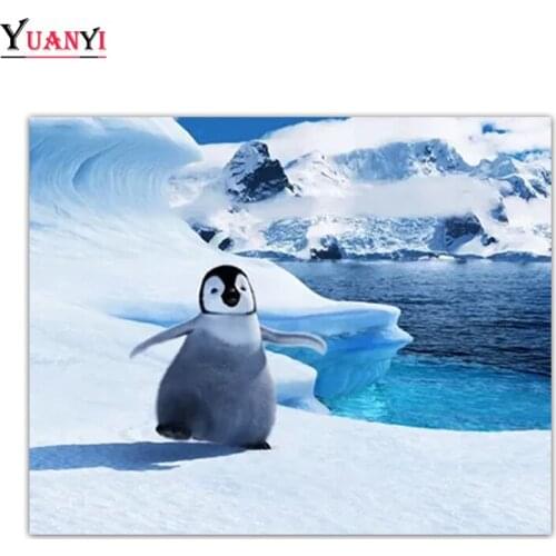 Full Square / Round Diamond Embroidery Antarctic penguin 5D Diamond Painting Cross Stitch Snow landscape Animal Diamond Mosaic