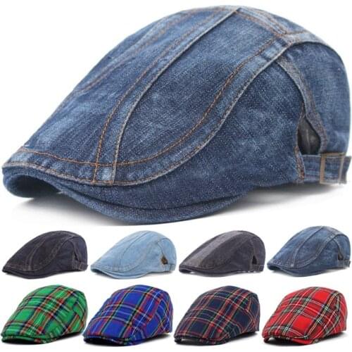 Adjustable Denim Beret Hats Men Women Unisex Jeans Berets Newsboy Hat Spring Autumn Hats Peaked Cap Casual Forward Caps 2021