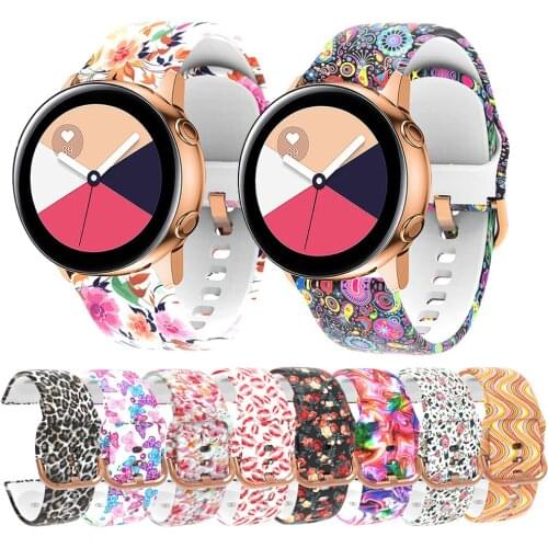 20mm Silicone Watch Band for Samsung Galaxy Watch 42mm Active 2 Gear S2 Printing Wrist Strap Bracelet Huami Amazfit Bip/ GTS 2