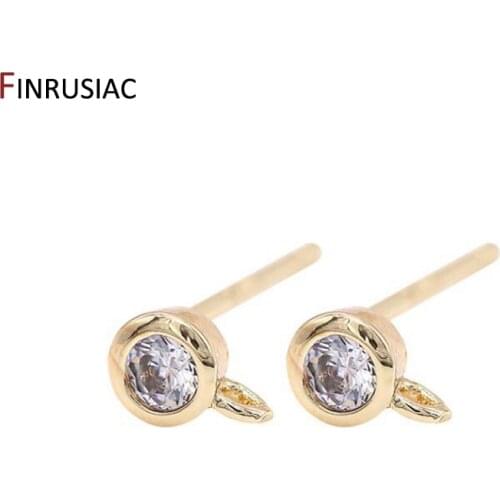 Luxury Zircon Rhinestone Earring Findings 14K Gold Plated 925 Silver Needle Post Earrings Making Accessory DIY Crafts Wholesale