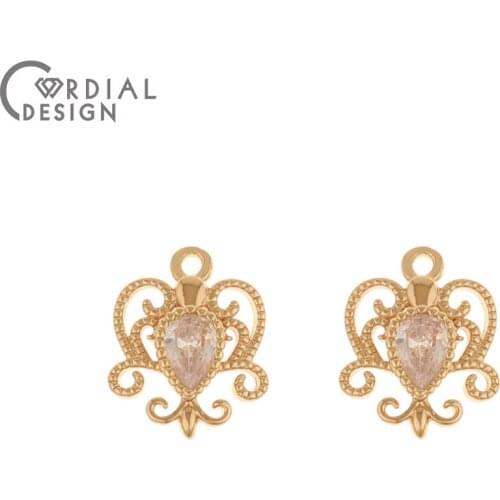 Cordial Design 100Pcs 12*14MM Jewelry Findings & Components/CZ Charms/Earrings Making/Hand Made/Earrings Accessories/DIY Pendant