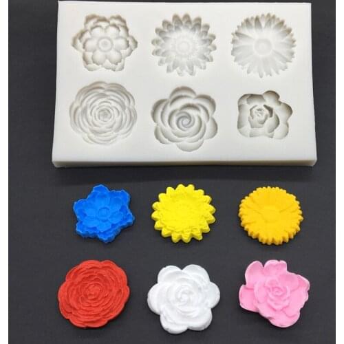 Sunflower Rose Chrysanthemum Silicone Sugarcraft Mold Chocolate Cupcake Baking Fondant Cake Decorating Tools