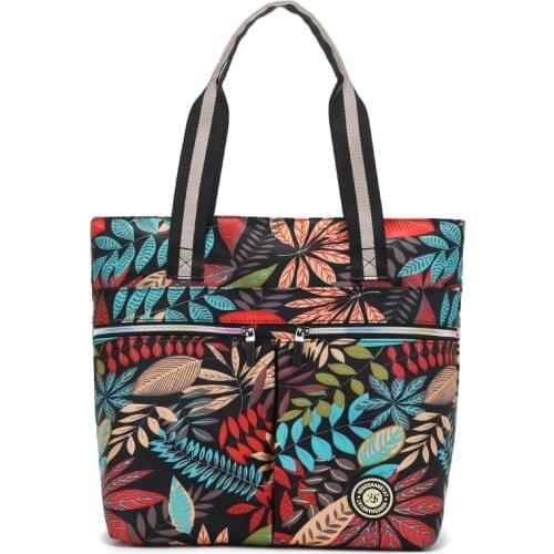 High-quality Retro Nylon Fabric Handbag 2021Floral Casual Shoulder Bag Wear-resistant Waterproof Large-capacity Shopping Handbag