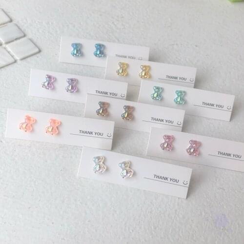 S925 Sweet Earrings INS Cute Mini Colorful Candy Color Bear Earrings Ffashion Simple Jelly Resin Earrings Women