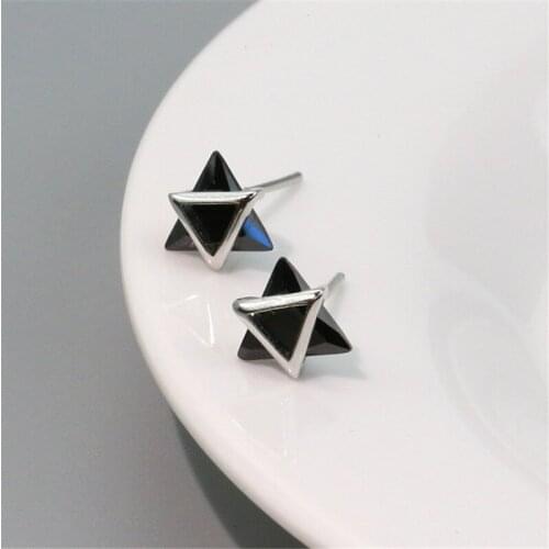 Fashion Jewelry Crystal Triangle Earrings For Women 925 Sterling Silver Earrings oorbellen pendientes brincos eh146