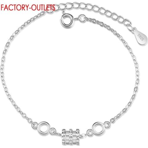 New Fashion Genuine 925 Sterling Silver Charm Bracelet Korean Trend Cute Cylinder Pendant Bracelet Women Jewelry Gift Hot Sale
