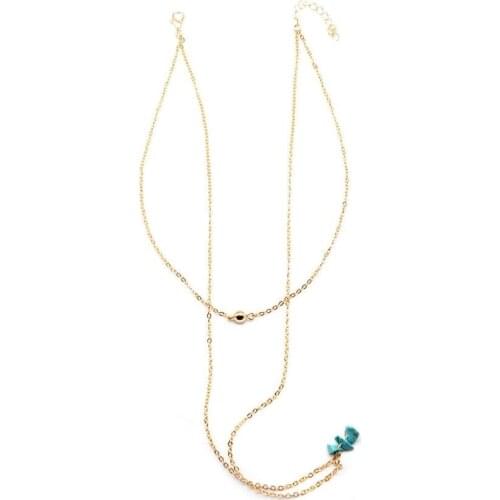 2020 New Double chain three stone Metal beads necklaces women