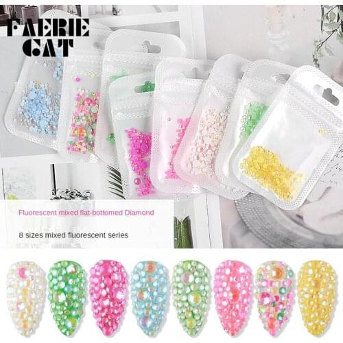 1 Pack Luminous Crystal Mixed Size SS6-SS20 Nail Art Rhinestone Decorations 3D Glitter Diamond Jewelry Glow In The Dark 8 Colors