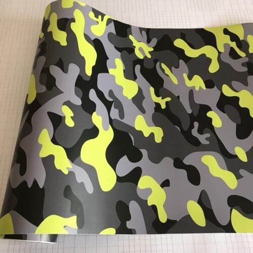 10/20/30/40/50X152CM Black Grey Yellow Camouflage Vinyl Car Wrap Foil With Air Release DIY Styling Motorbike Car Sticker Decal