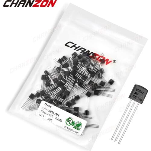 100Pcs Z0607MA TO-92 Z0607 Triac SCR Transistor Bipolar Junction BJT Triode Thyristor Tube Fets DIP 0.8A 600V Integrated Circuit