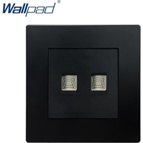 2 TEL Socket Telephone CAT3 Black PC Panel Wallpad Luxury Wall Power Electrical Outlet Sockets