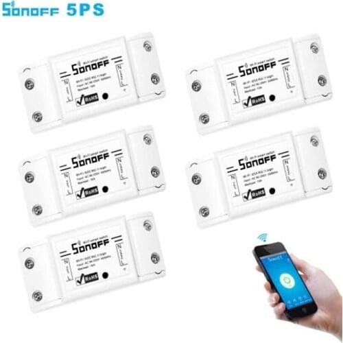 / 5pcs Itead Sonoff Smart Wifi Switch DIY Smart Wireless Remote Switch Wifi Light Switch Smart Home Controller Work with Alexa