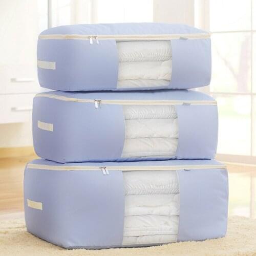 8PCS / LOT Solid Color Nonwoven Transparent Visible Storage Box Washable Clothing Quilt Blanket Organizer Bag